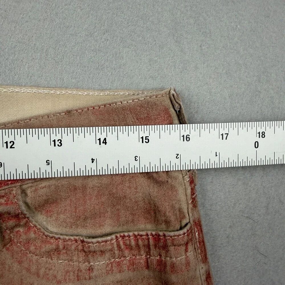 True Religion Halle Mid Rise Super Skinny Jeans Sz 32 Red Acid Wash